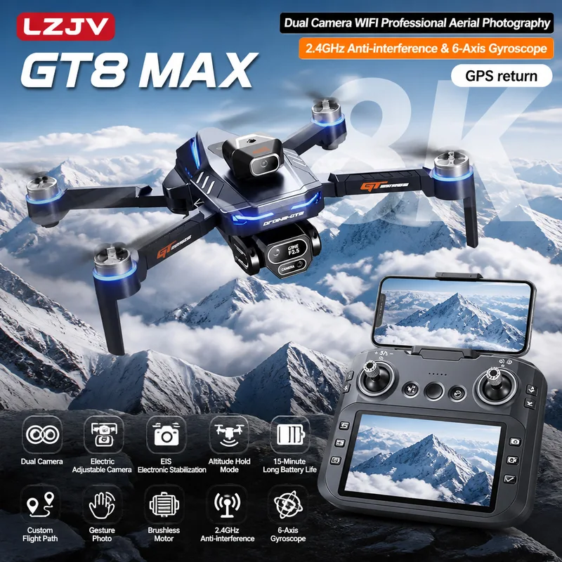 Drone Camera Professional - GT8 Max โดรนพับได้ 8K HD กล้องคู่ระดับมืออาชีพ